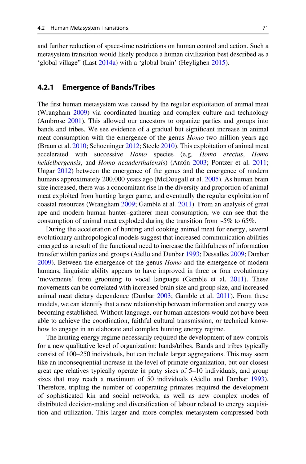 4.2.1 Emergence of Bands/Tribes