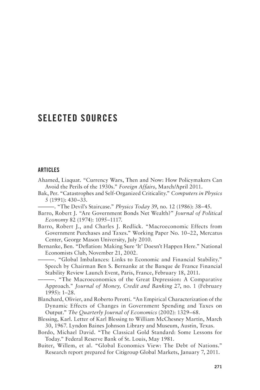 Selected Sources