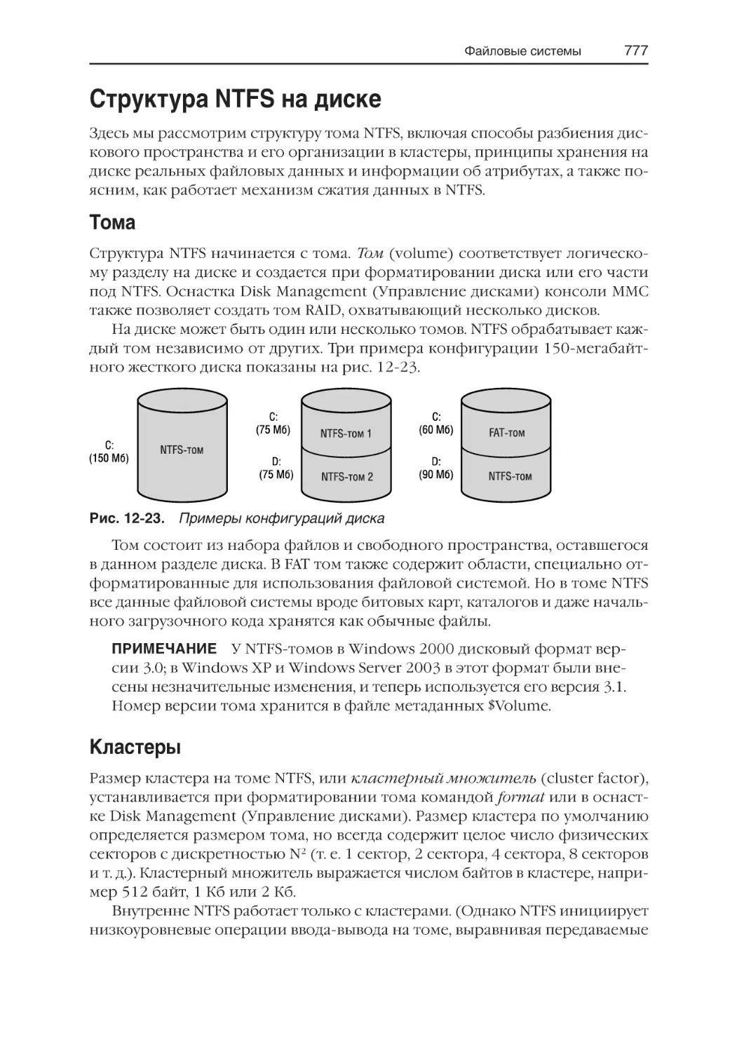 Структура NTFS на диске
Тома
Кластеры