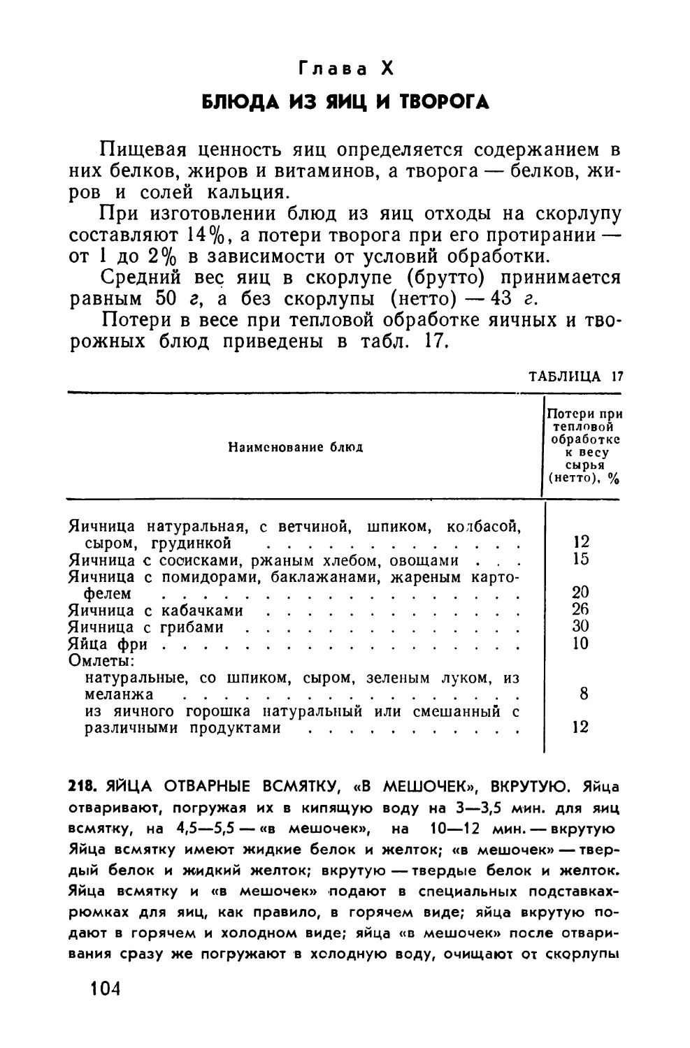 Глава X. Блюда из яиц и творога