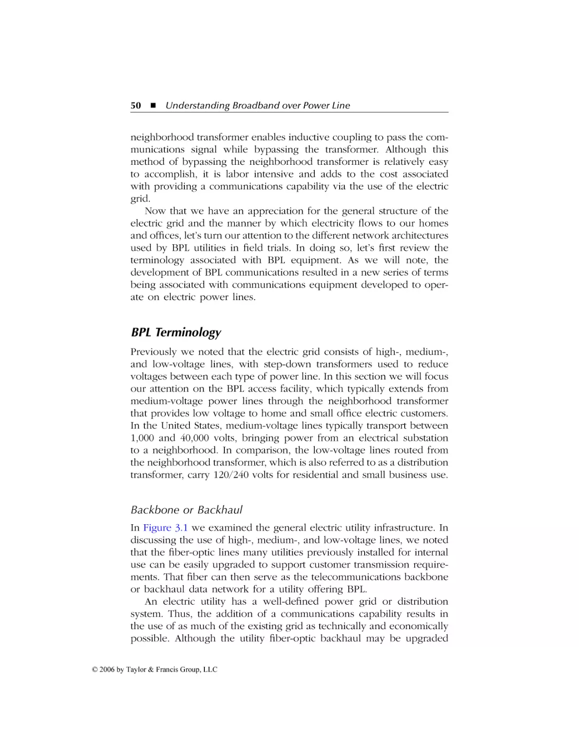 BPL Terminology
Backbone or Backhaul