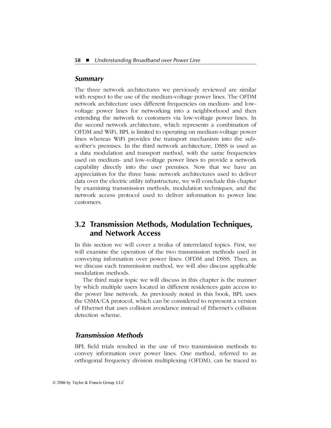 Summary
3.2 Transmission Methods, Modulation Techniques, and Network Access
Transmission Methods