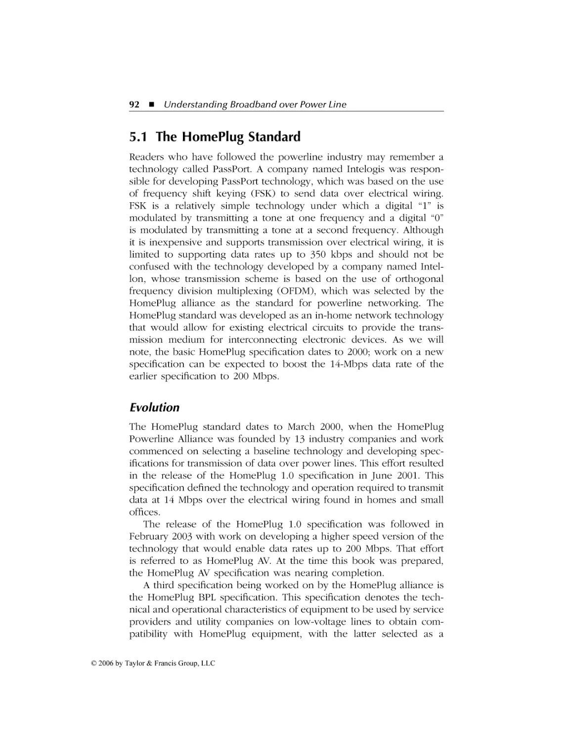 5.1 The HomePlug Standard
Evolution