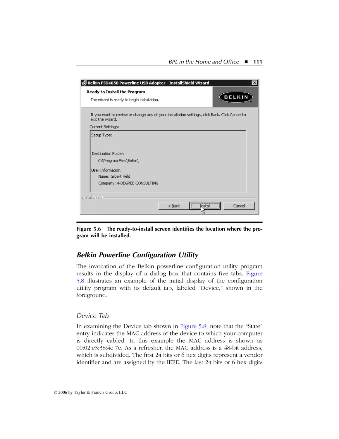 Belkin Powerline Configuration Utility
Device Tab