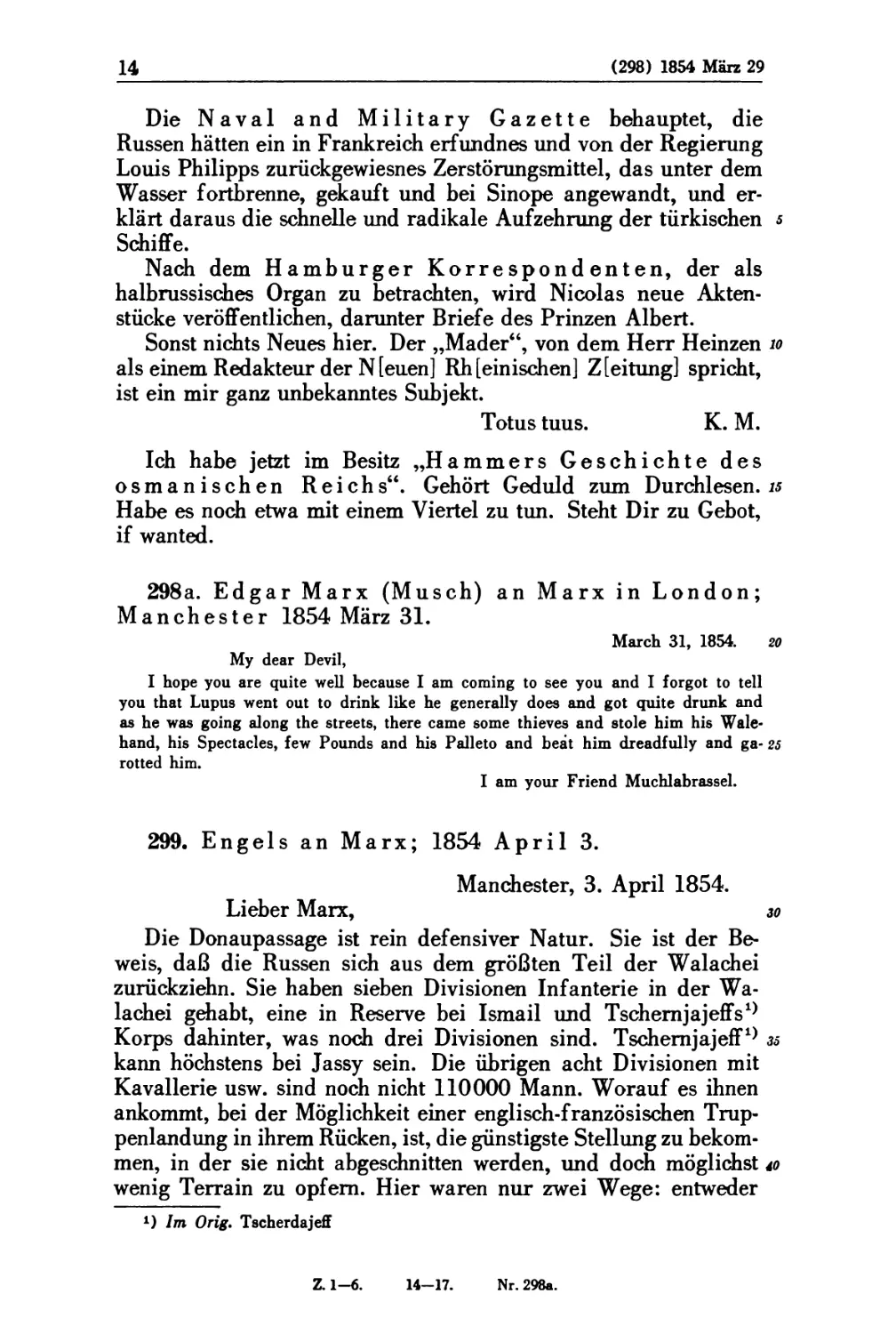 299. Engels an Marx; 1854 April 3