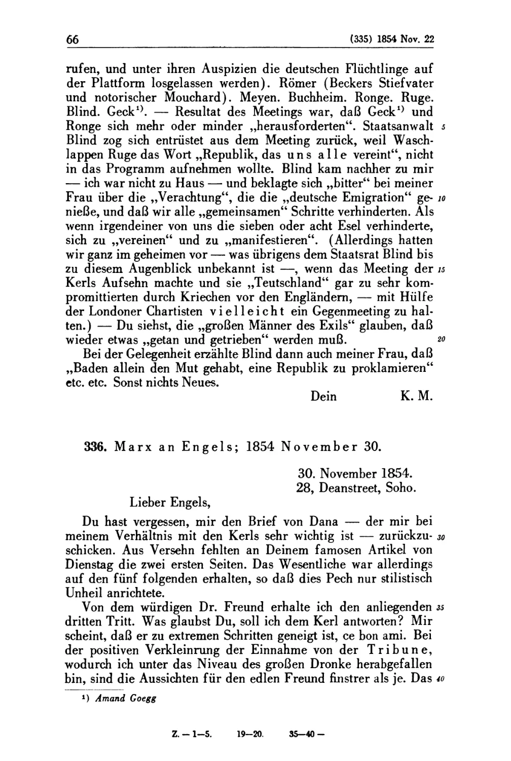 336. Marx an Engels; 1854 November 30