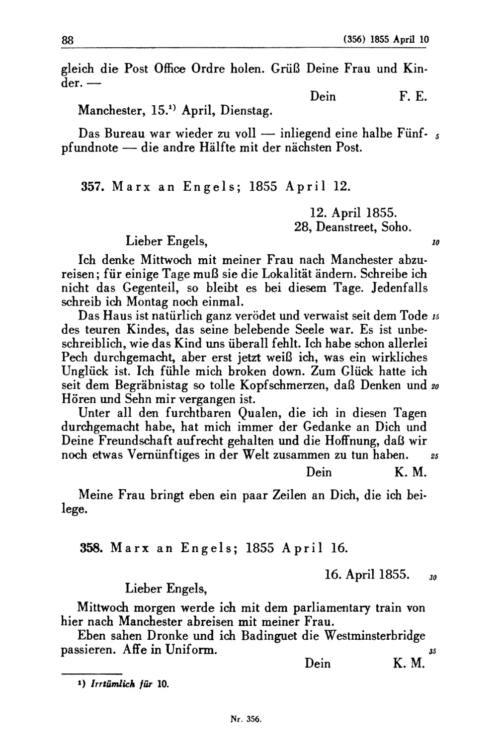 357. Marx an Engels; 1855 April 12
358. Marx an Engels; 1855 April 16