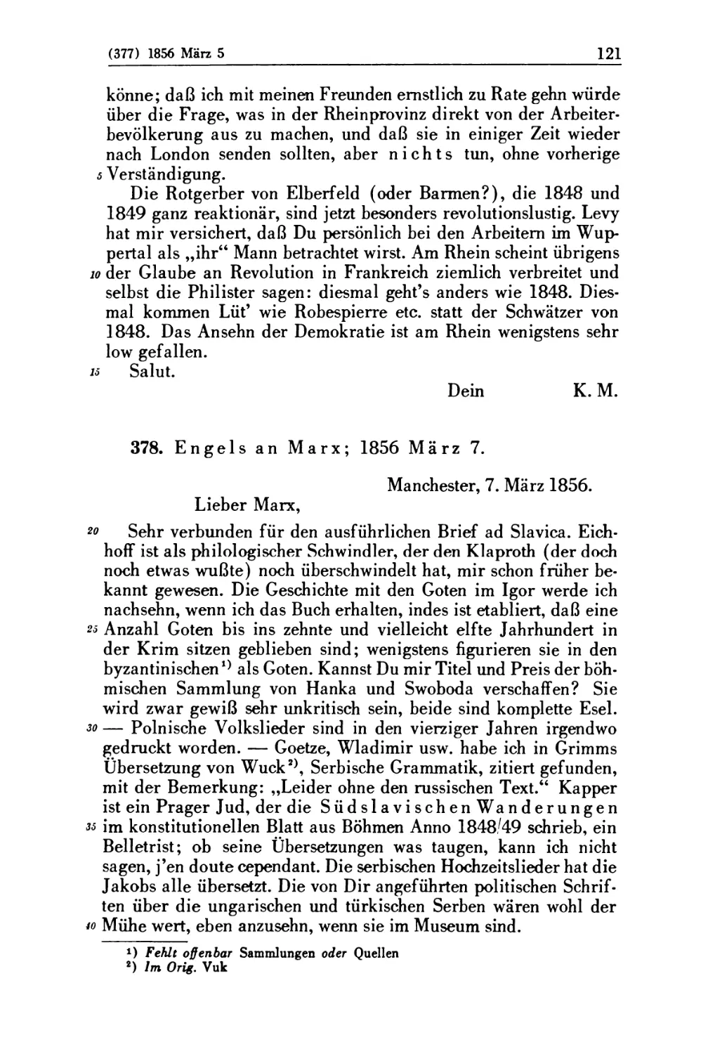 378. Engels an Marx; 1856 März 7