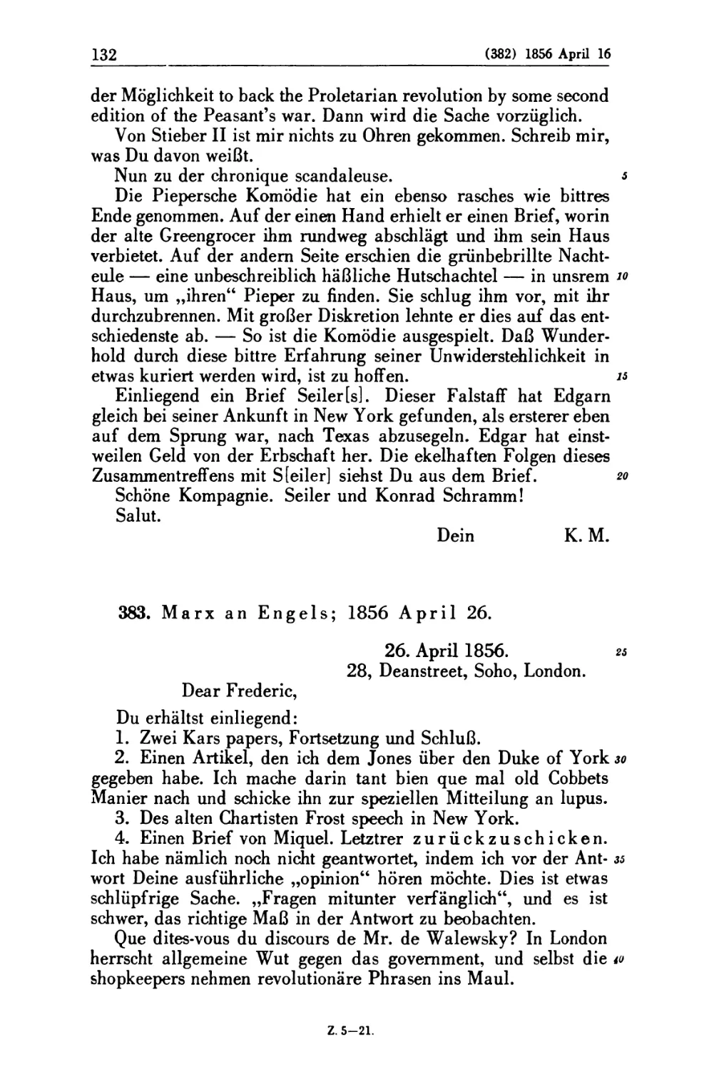 383. Marx an Engels; 1856 April 26