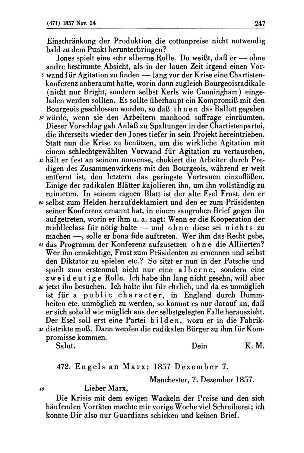 472. Engels an Marx; 1857 Dezember 7