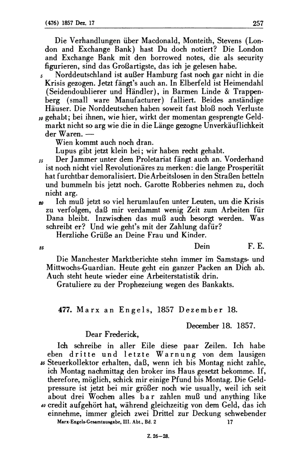 477. Marx an Engels; 1857 Dezember 18