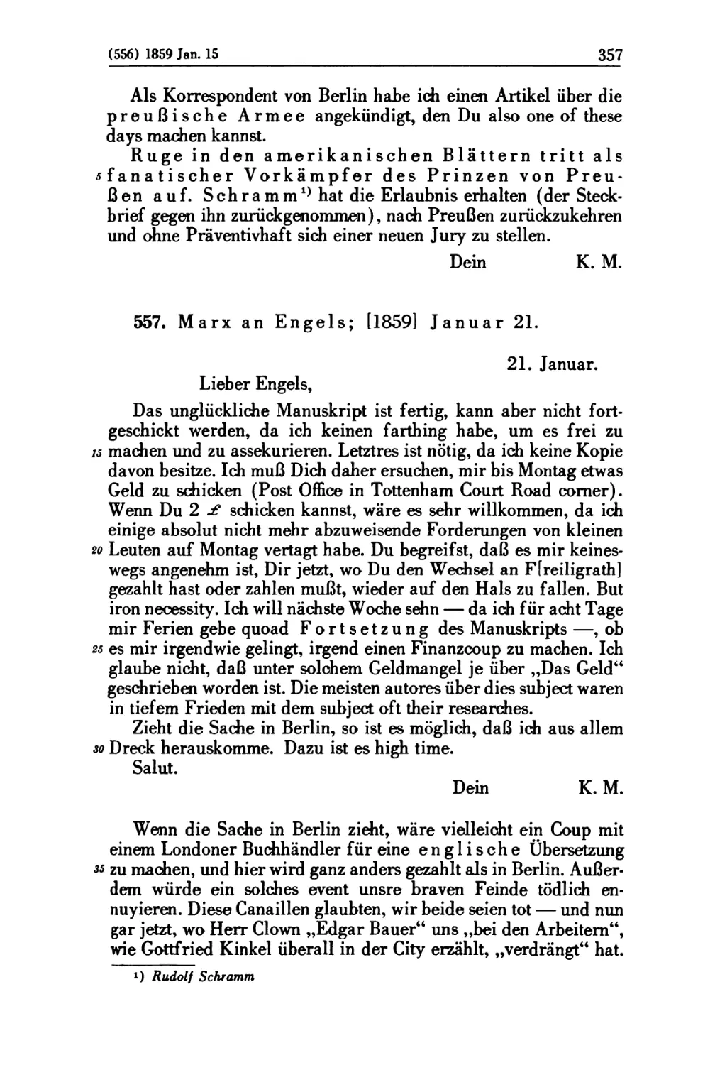 557. Marx an Engels; [1859] Januar 21