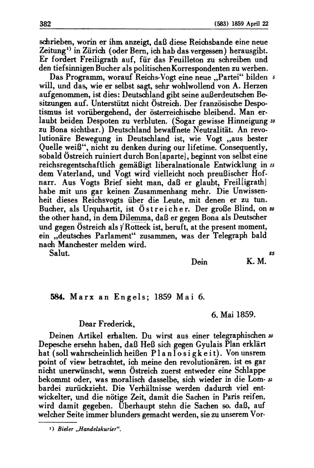 584. Marx an Engels; 1859 Mai 6