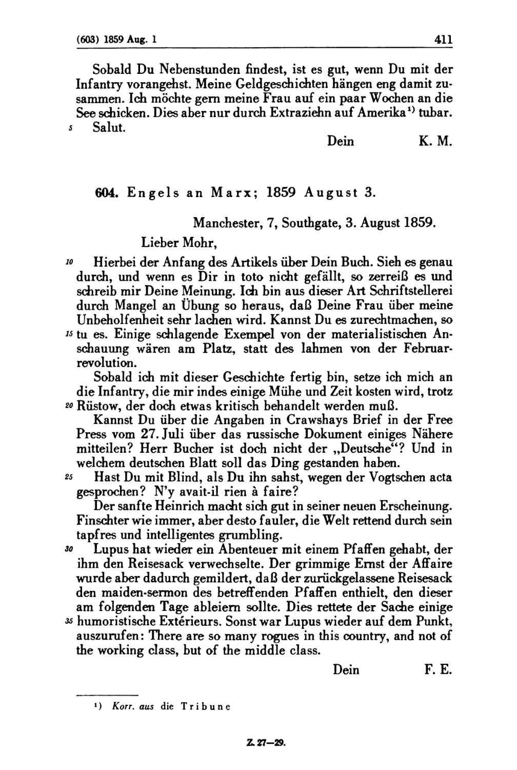 604. Engels an Marx; 1859 August 3
