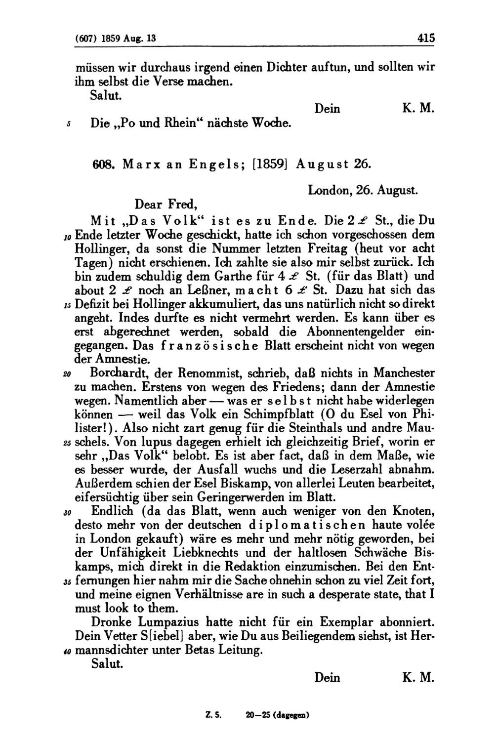 608. Marx an Engels; [1859] August 26