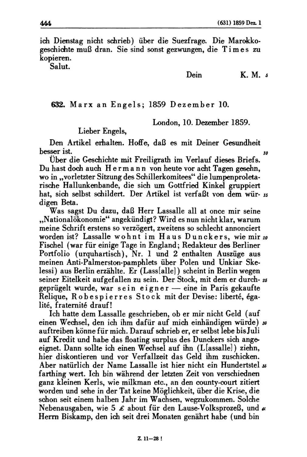 632. Marx an Engels; 1859 Dezember 10
