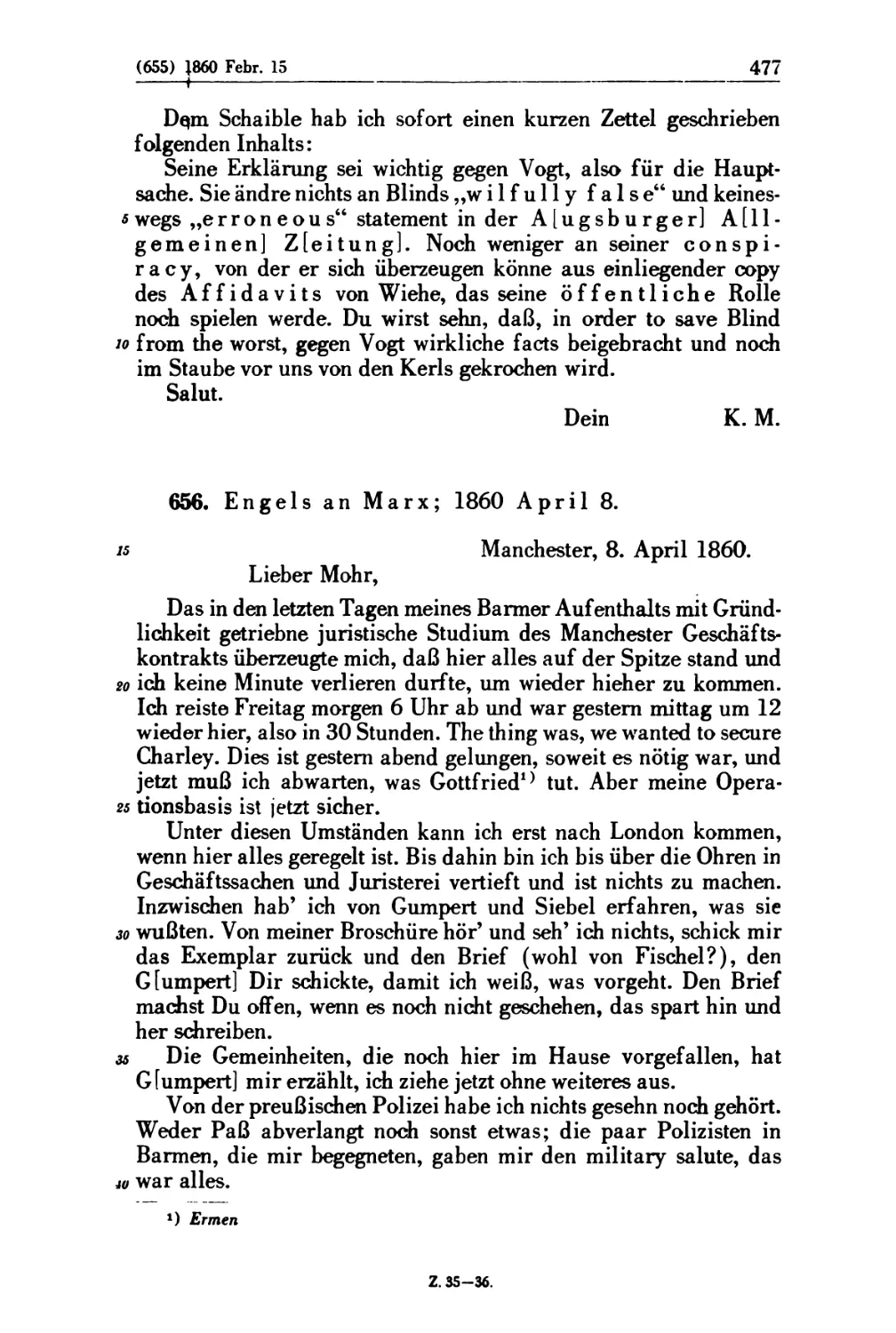 656. Engels an Marx; 1860 April 8