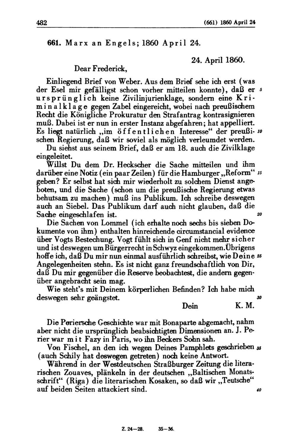 661. Marx an Engels; 1860 April 24