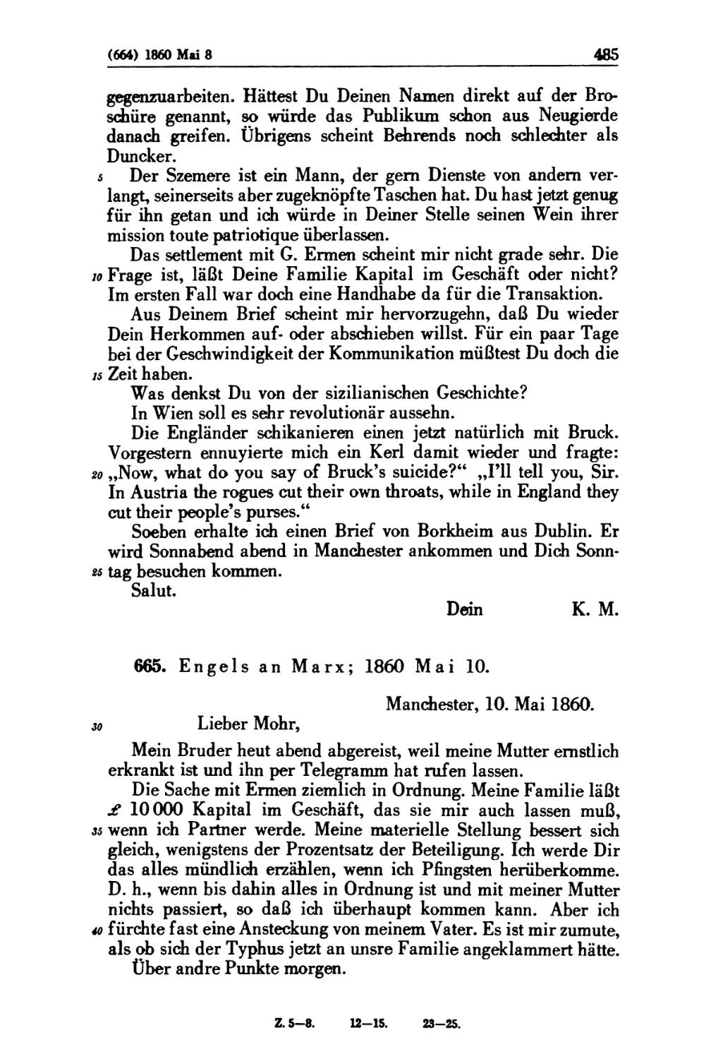665. Engels an Marx; 1860 Mai 10
