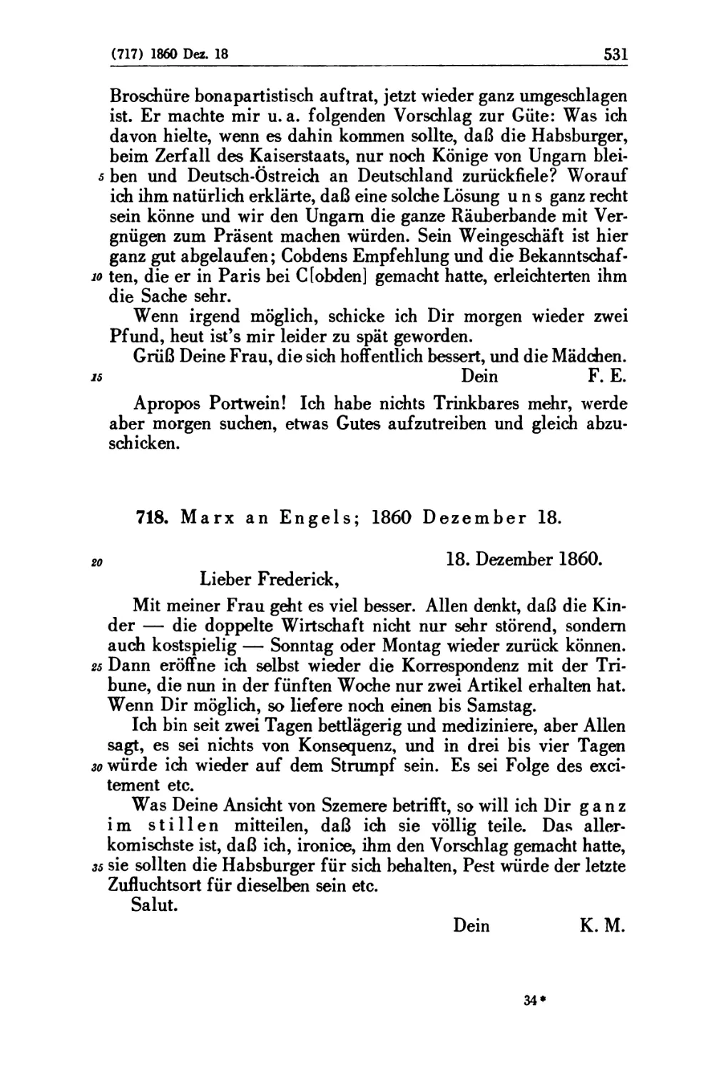 718. Marx an Engels; 1860 Dezember 18