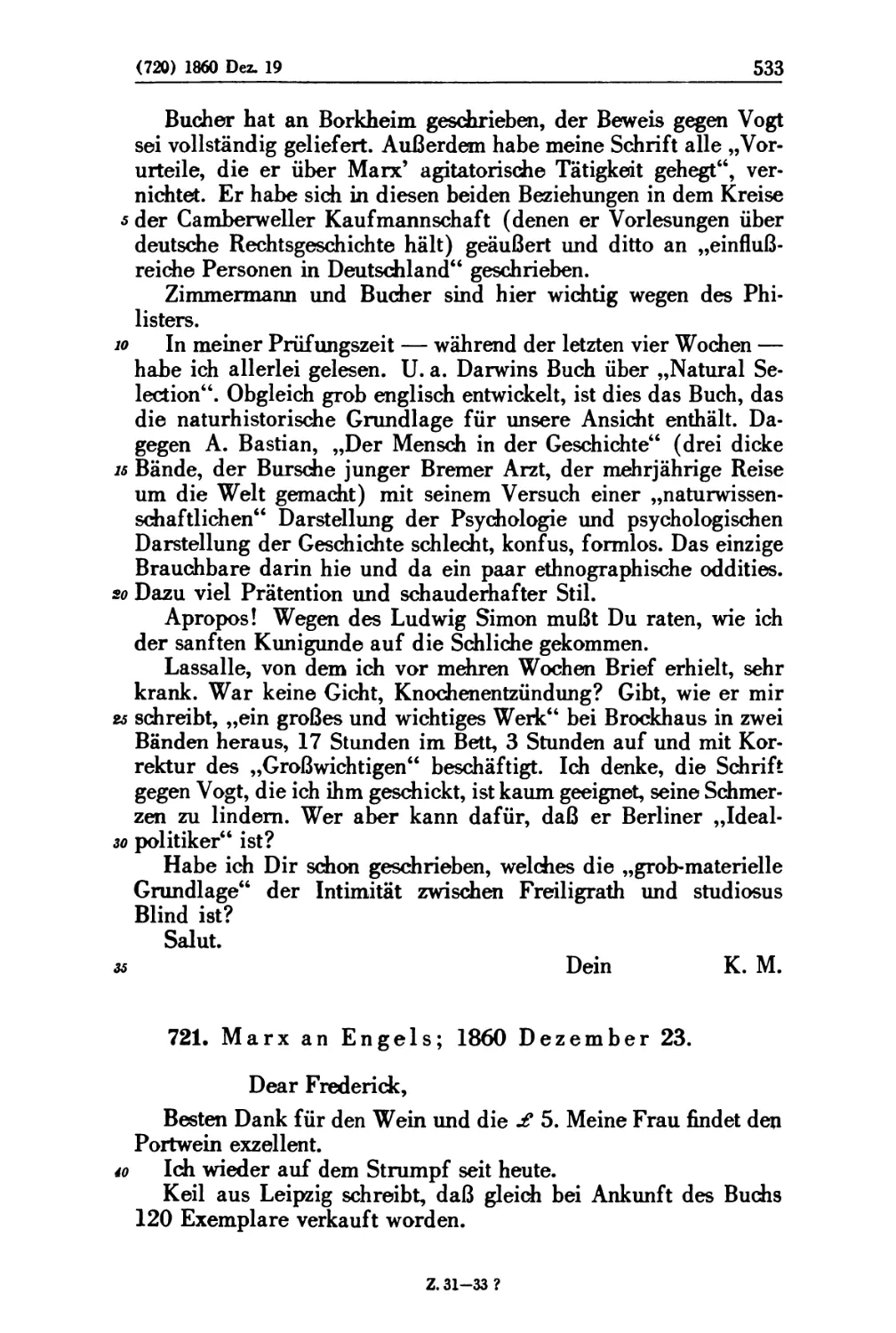 721. Marx an Engels; 1860 Dezember 23