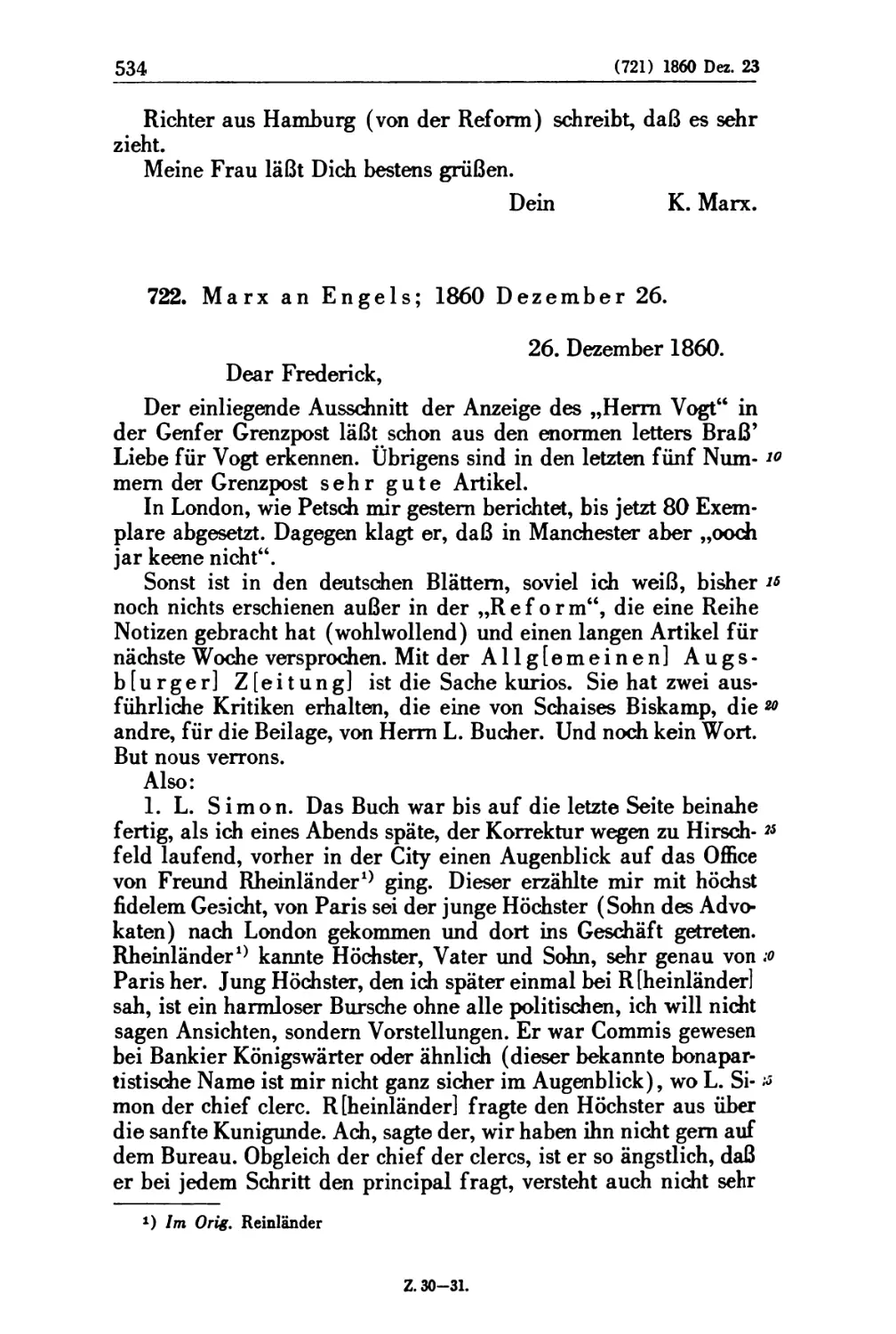 722. Marx an Engels; 1860 Dezember 26