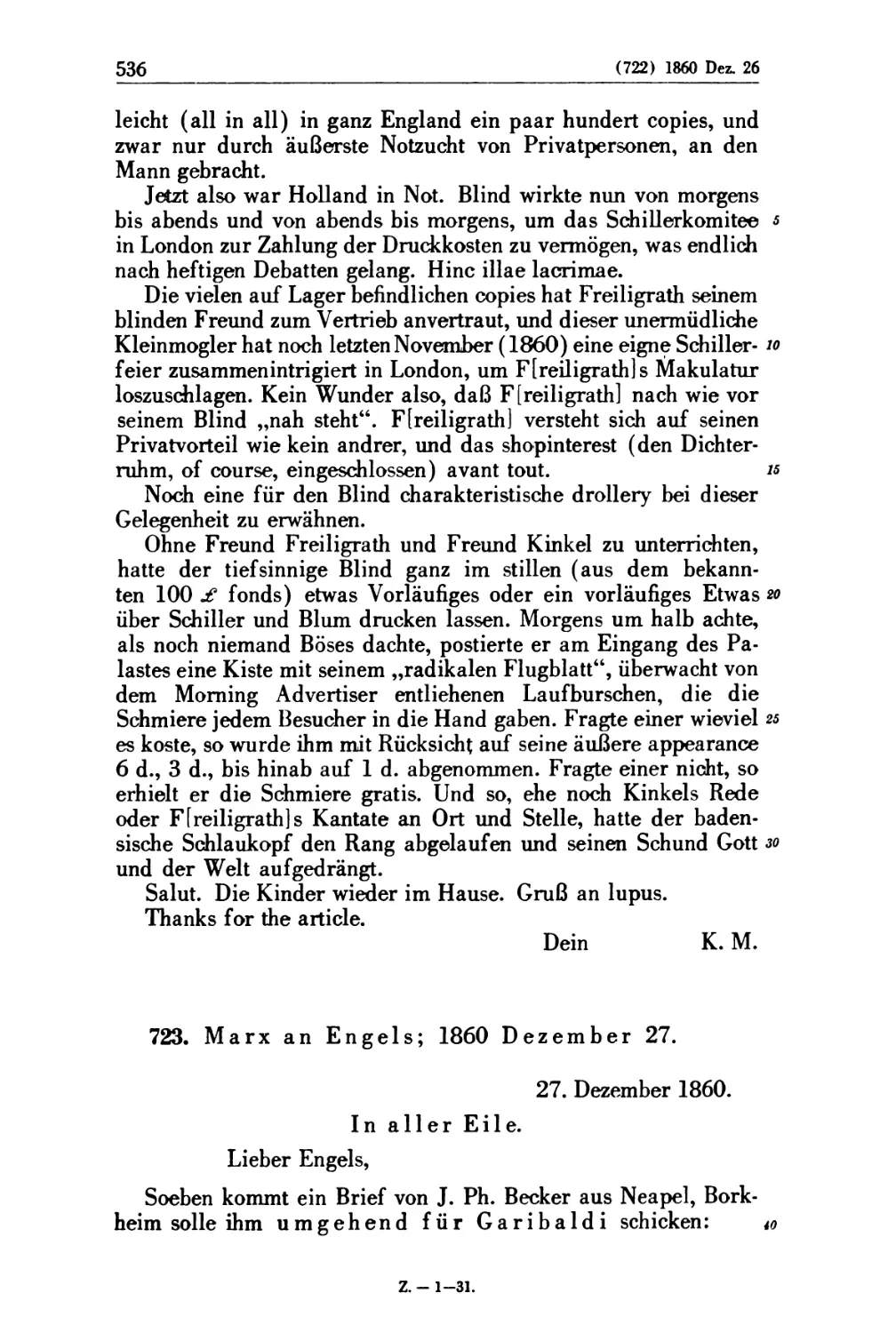 723. Marx an Engels; 1860 Dezember 27