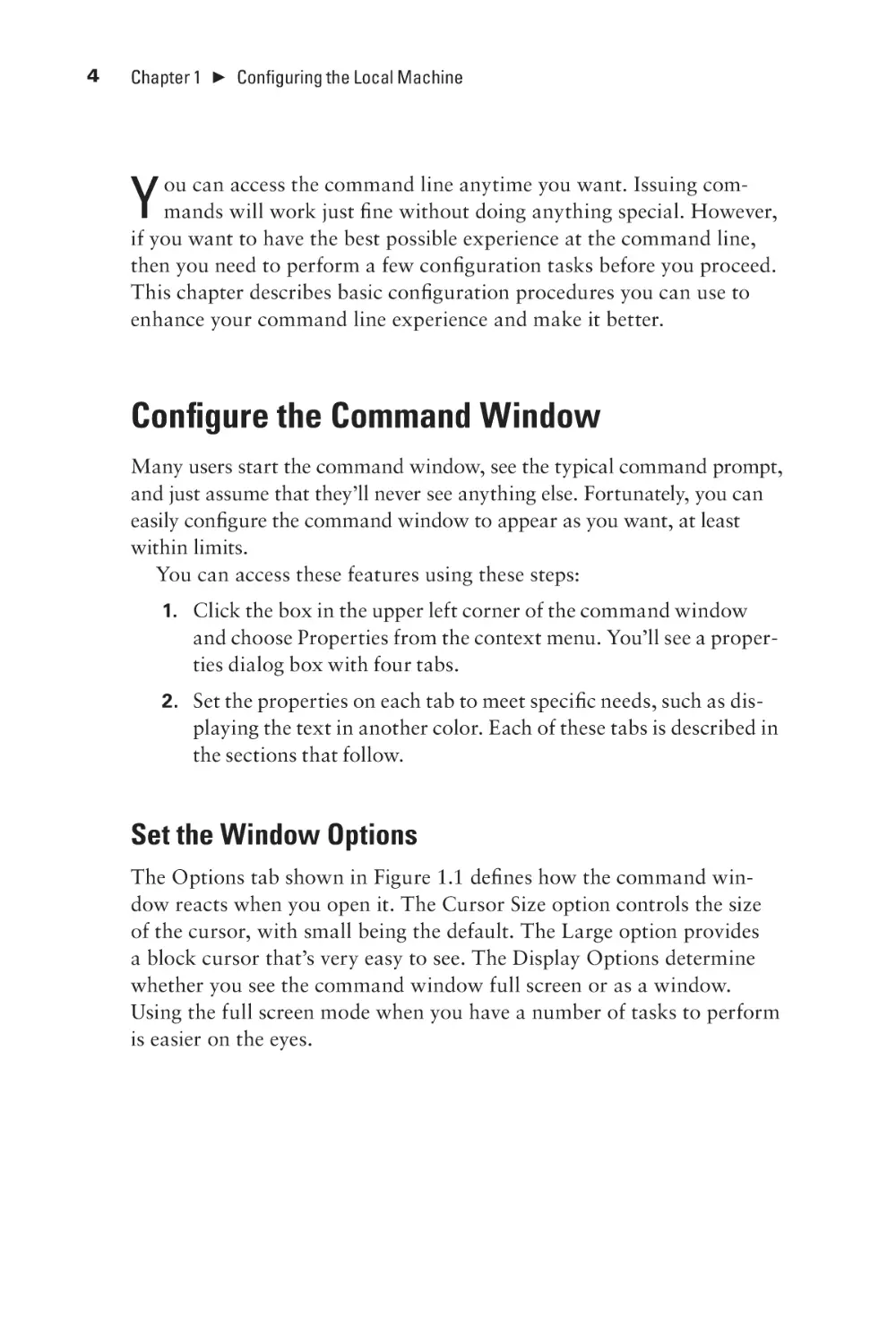 Configure the Command Window