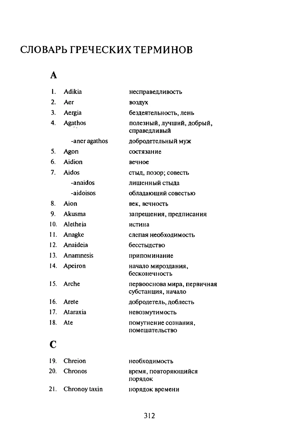 Словарь греческих терминов