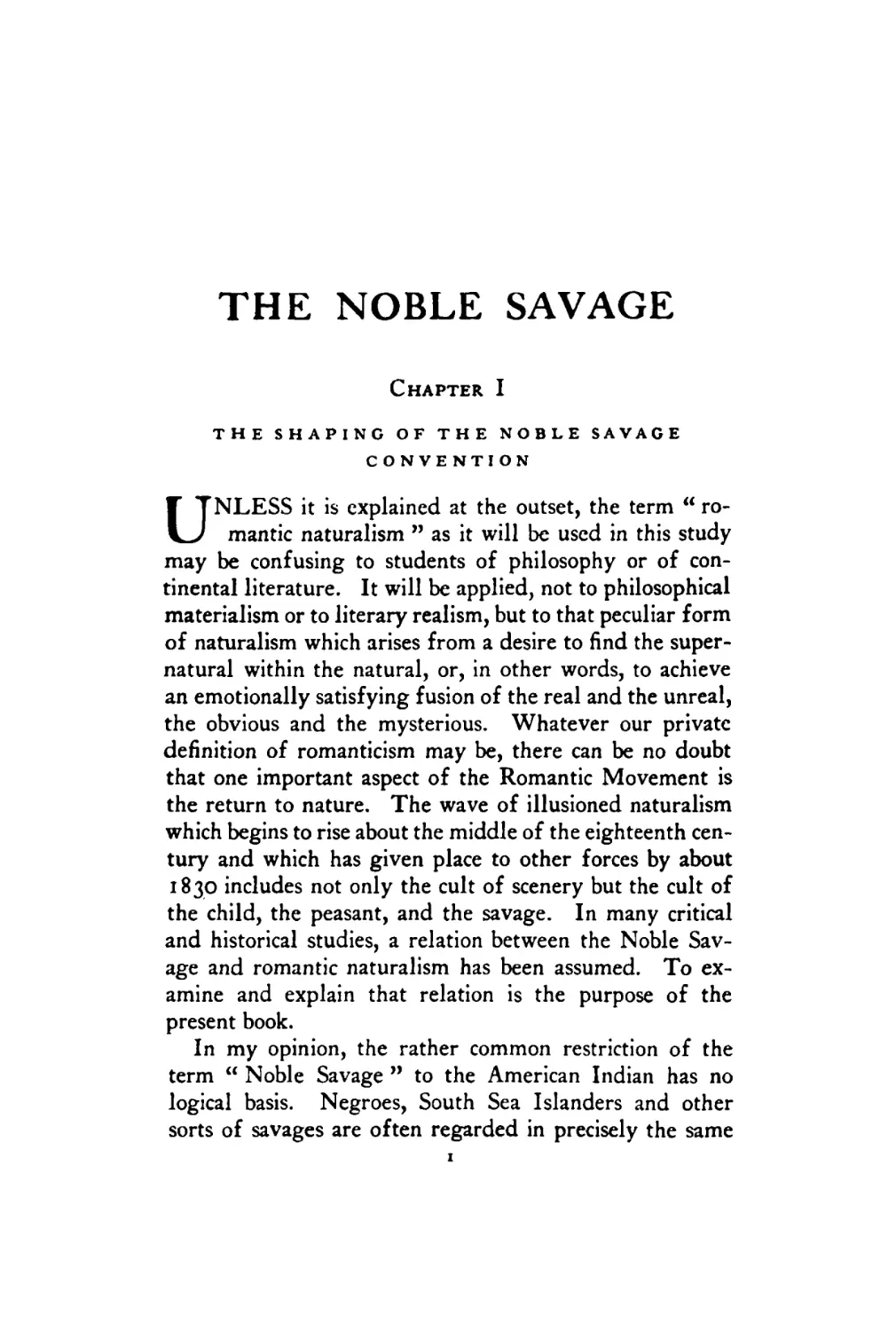 Chapter I. The Shaping of the Noble Savage Convention