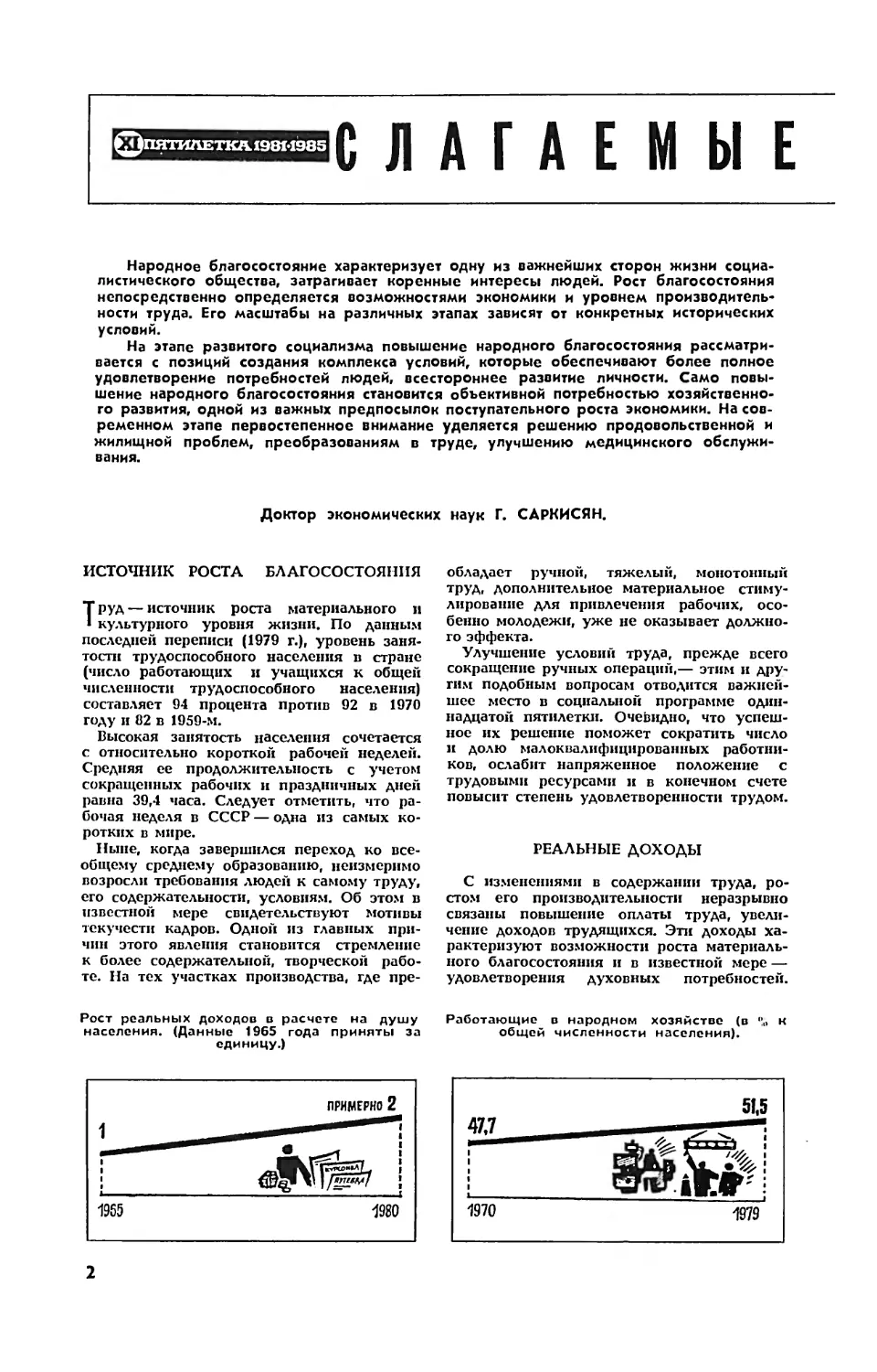 Г. САРКИСЯН, докт. экон. наук — Слагаемые благосостояния