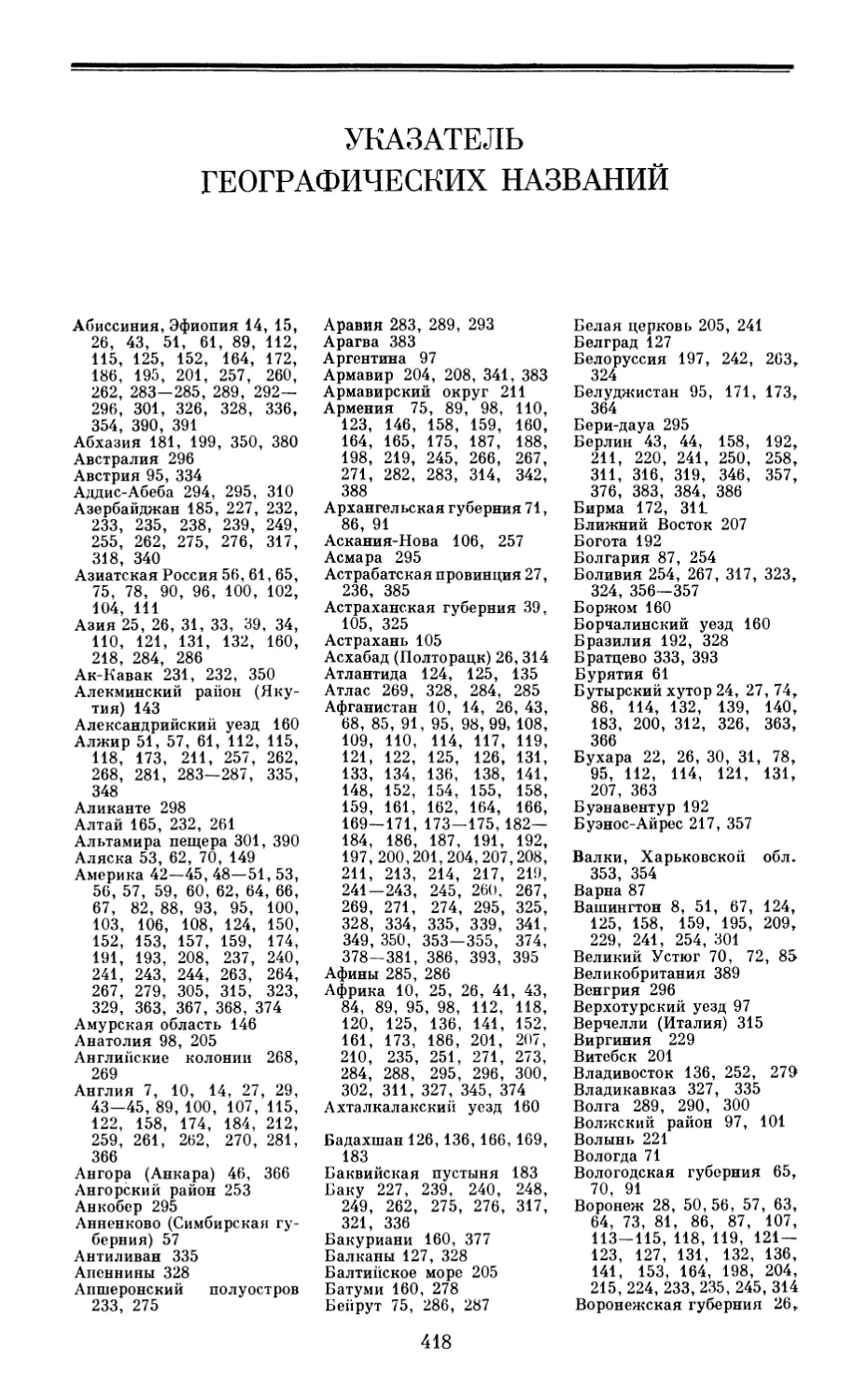 Указатель географических названий