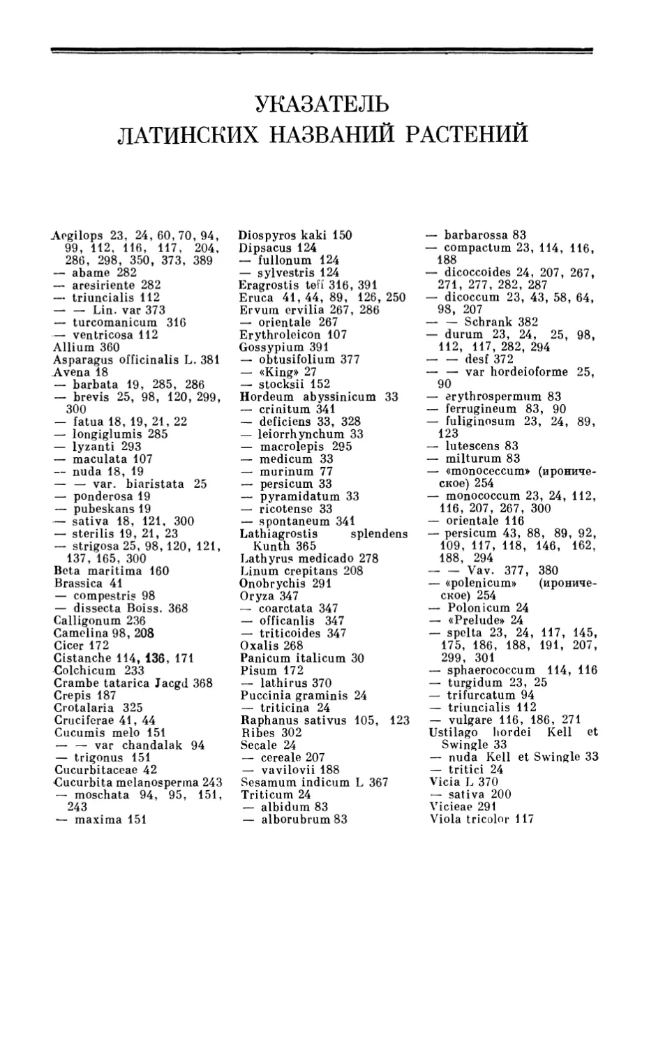 Указатель латинских названий растений