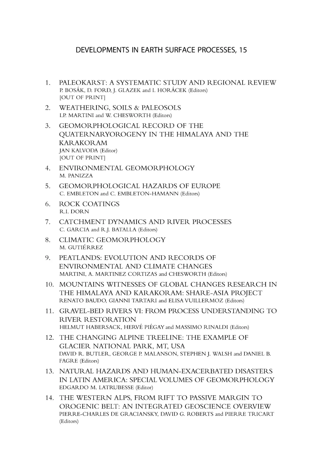 DEVELOPMENTS IN EARTH SURFACE PROCESSES, 15