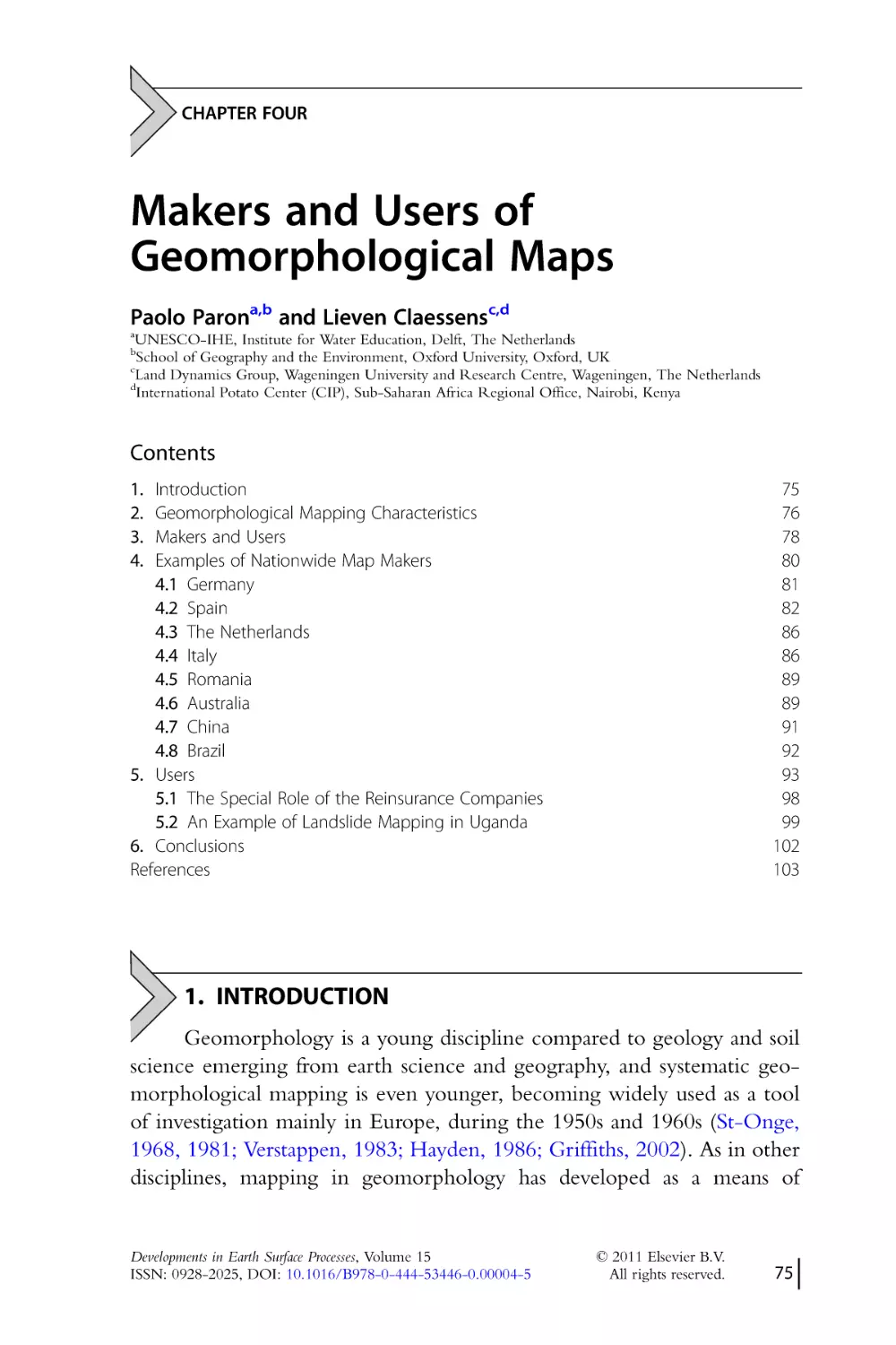 CHAPTER FOUR. Makers and Users of Geomorphological Maps
1. Introduction