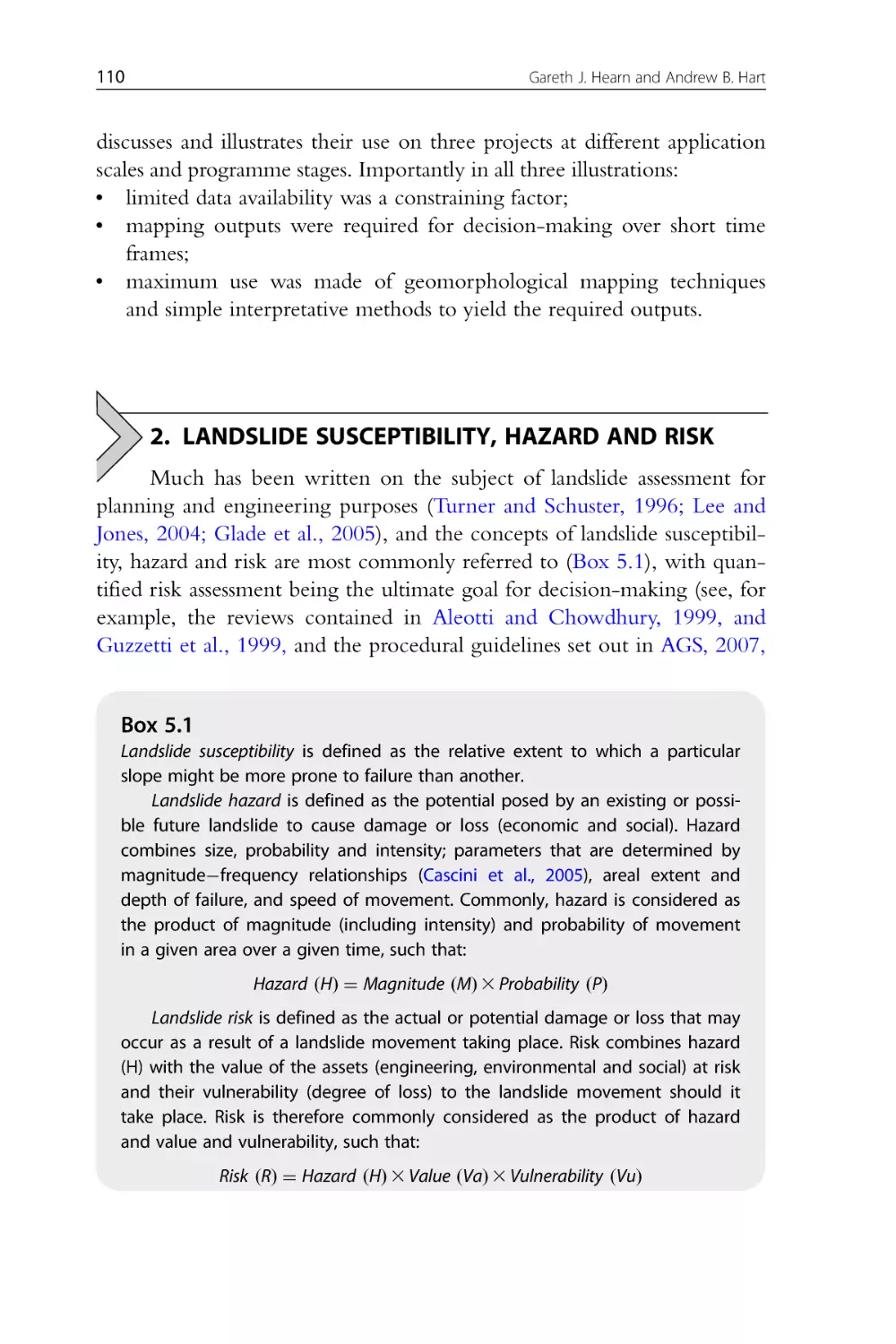 2. Landslide Susceptibility, Hazard and Risk