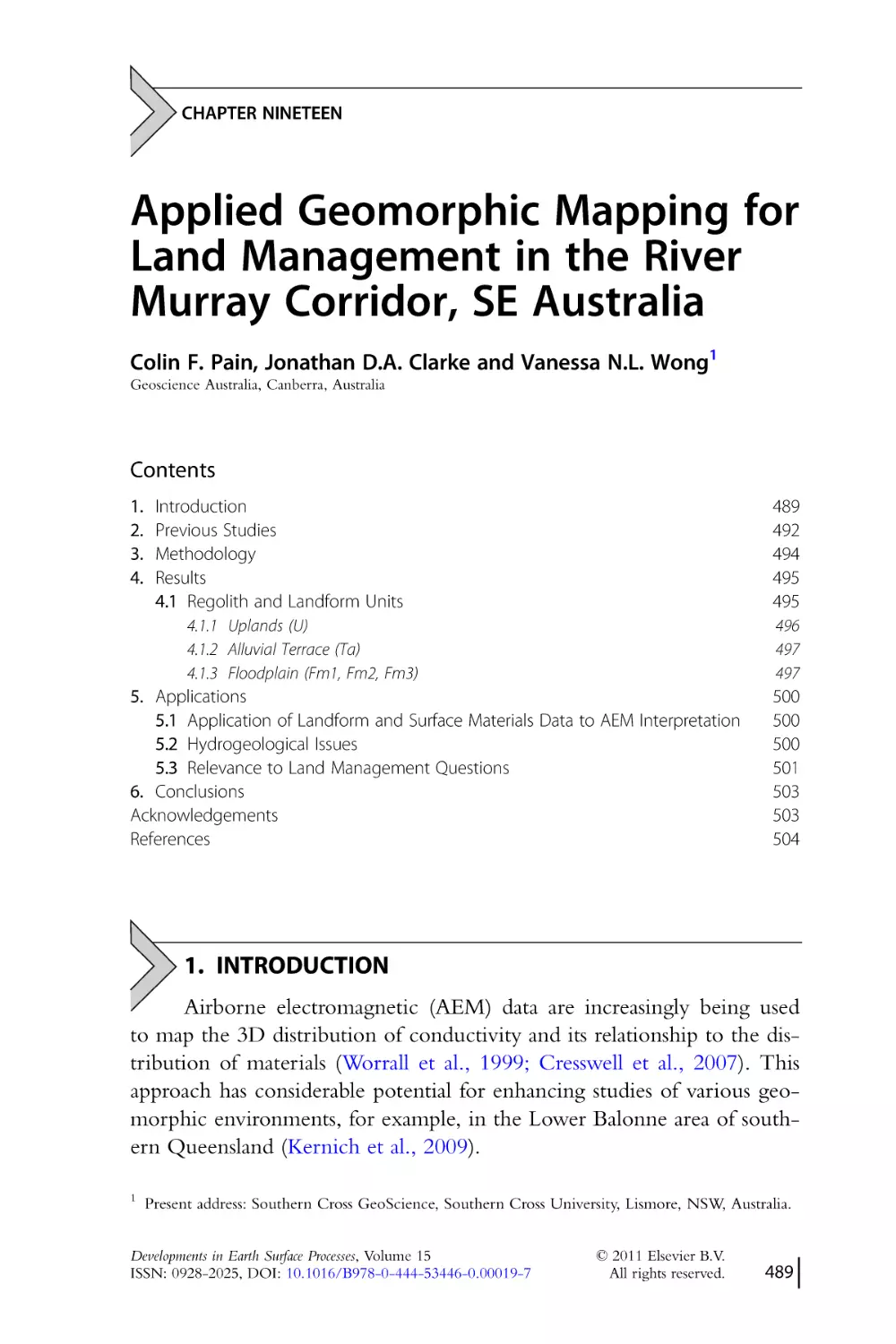 CHAPTER NINETEEN.
Applied Geomorphic Mapping for
Land Management in the River
Murray Corridor, SE Australia
1. Introduction