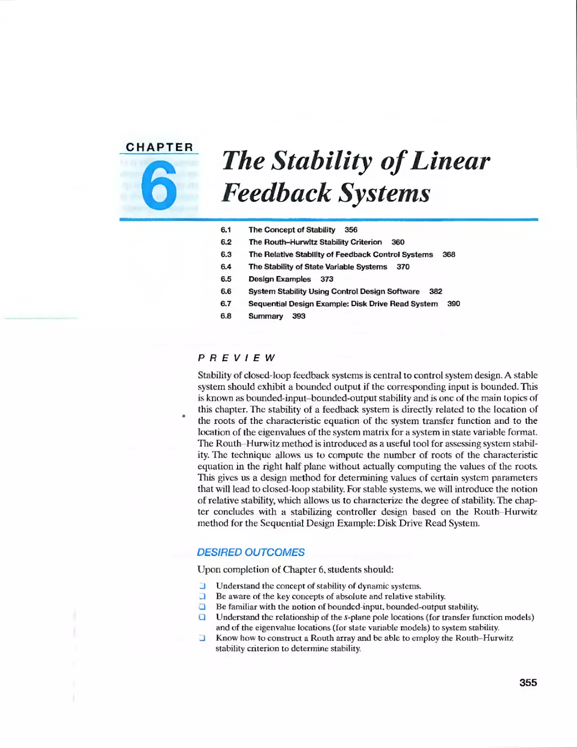 6 The Stability of Linear Feedback Systems