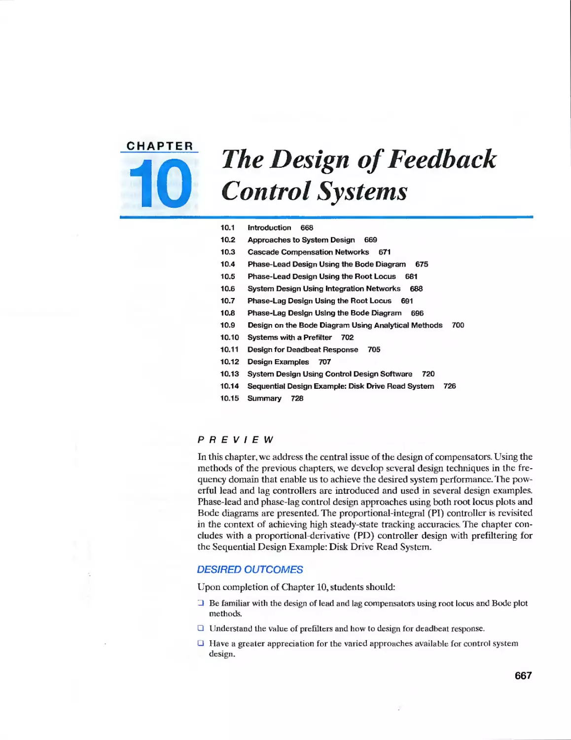 10 The Design of Feedback Control Systems