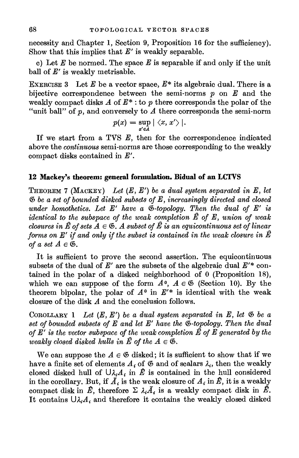 12. Mackey's theorem: general formulation. Bidual of an LCTVS