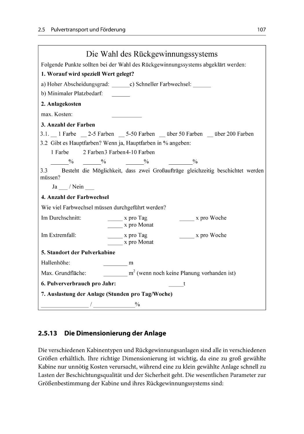 2.5.13 Die Dimensionierung der Anlage