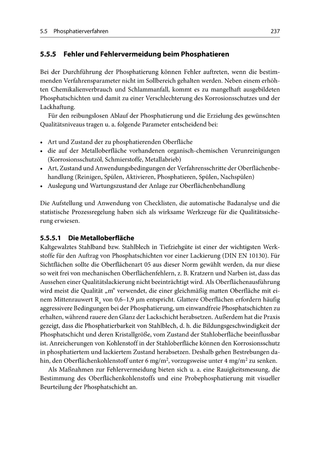 5.5.5 Fehler und Fehlervermeidung beim Phosphatieren
5.5.5.1 Die Metalloberfläche