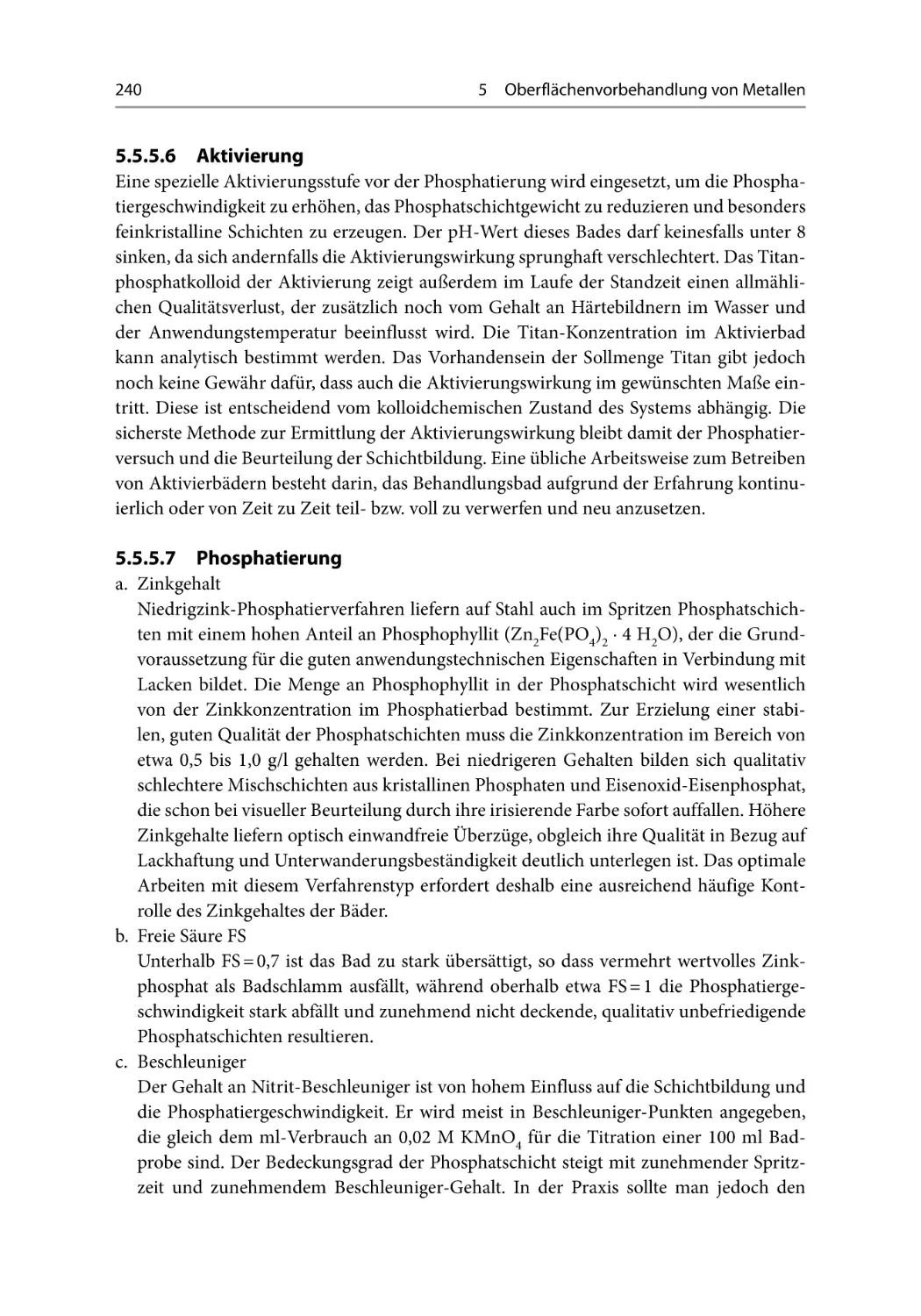 5.5.5.6 Aktivierung
5.5.5.7 Phosphatierung