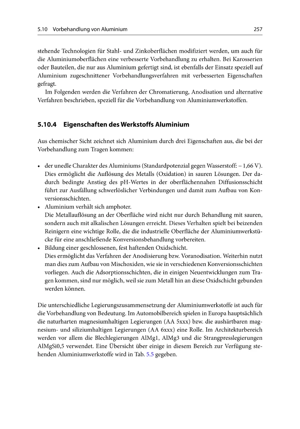 5.10.4 Eigenschaften des Werkstoffs Aluminium