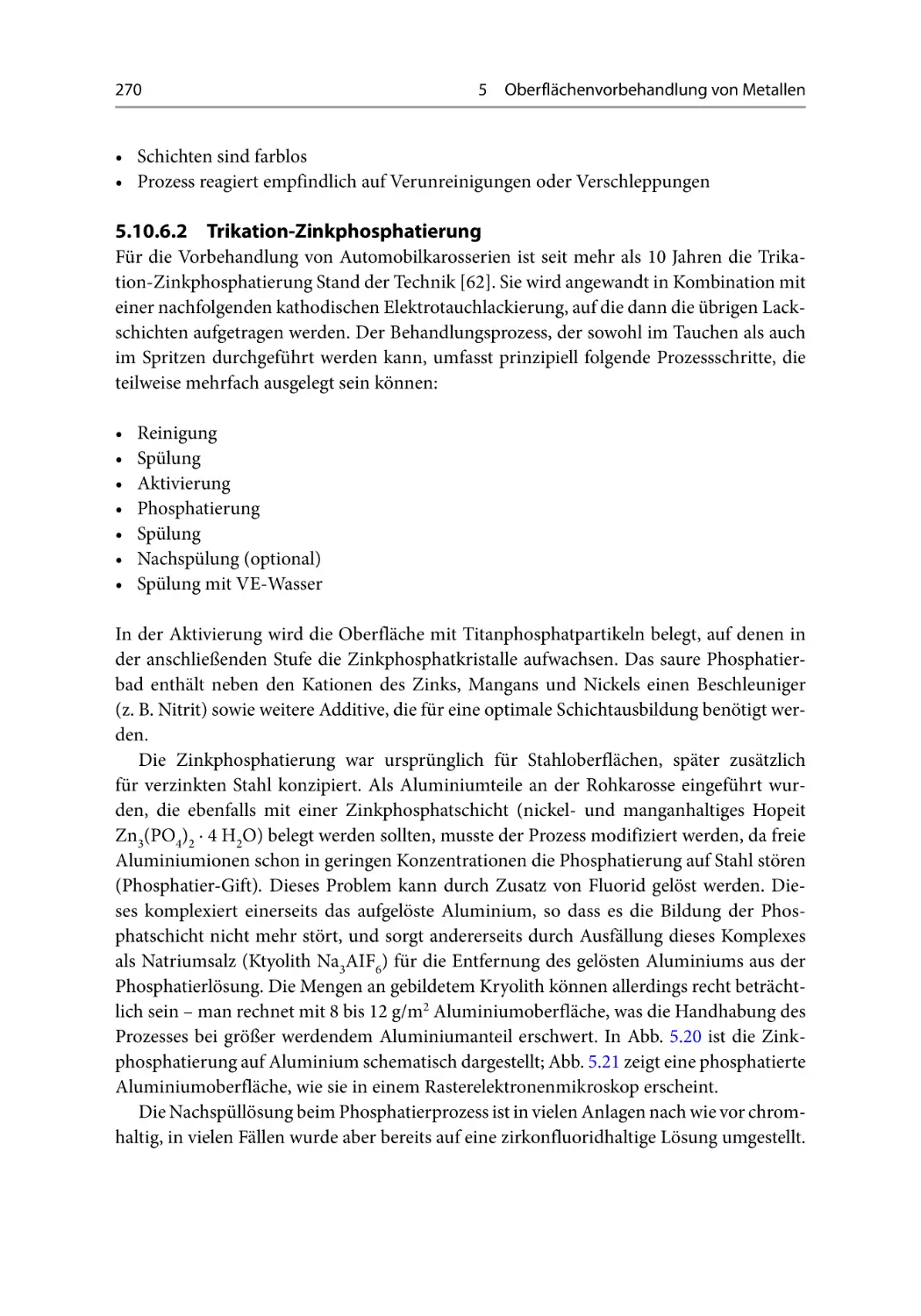 5.10.6.2 Trikation-Zinkphosphatierung