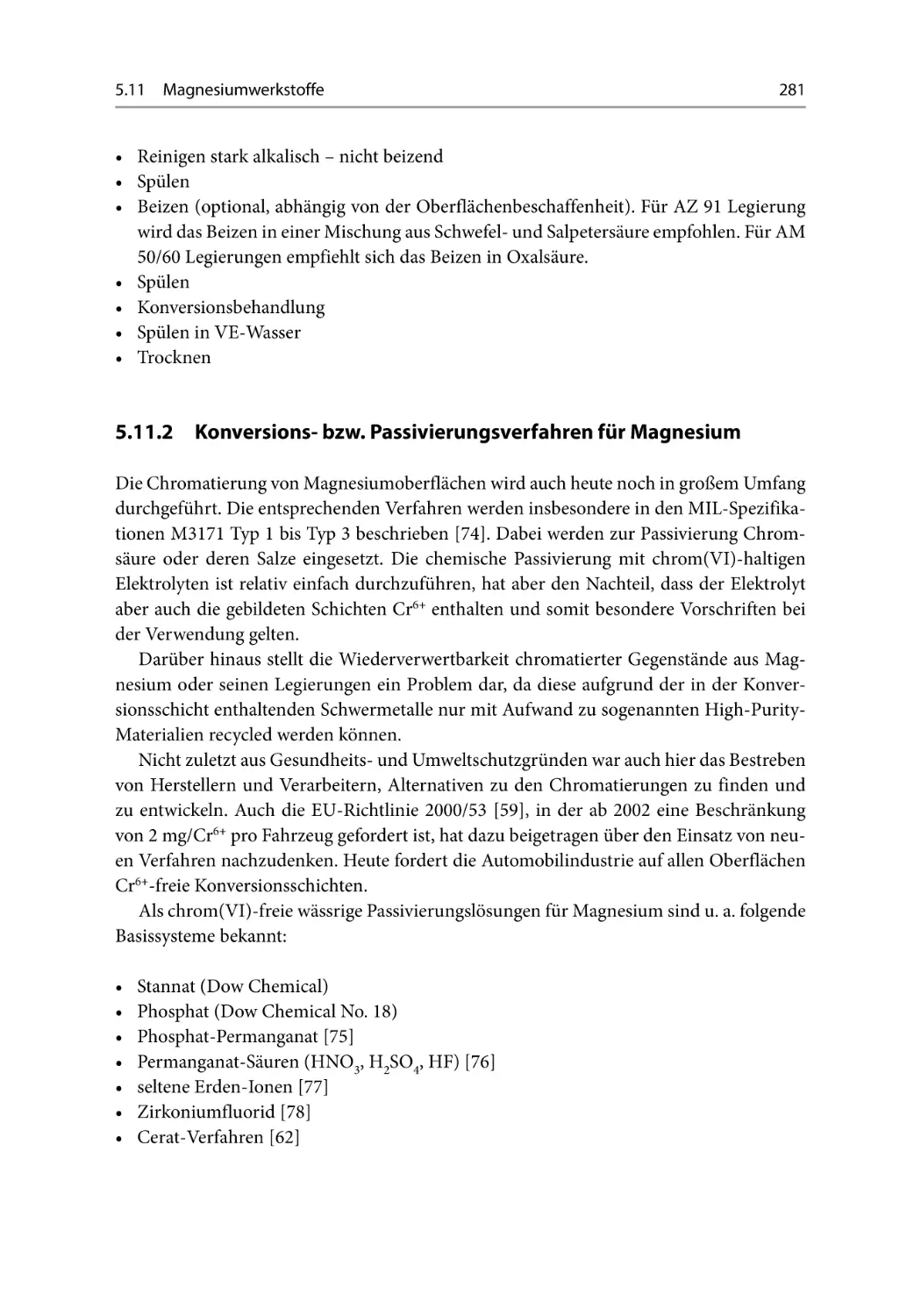 5.11.2 Konversions- bzw. Passivierungsverfahren für Magnesium