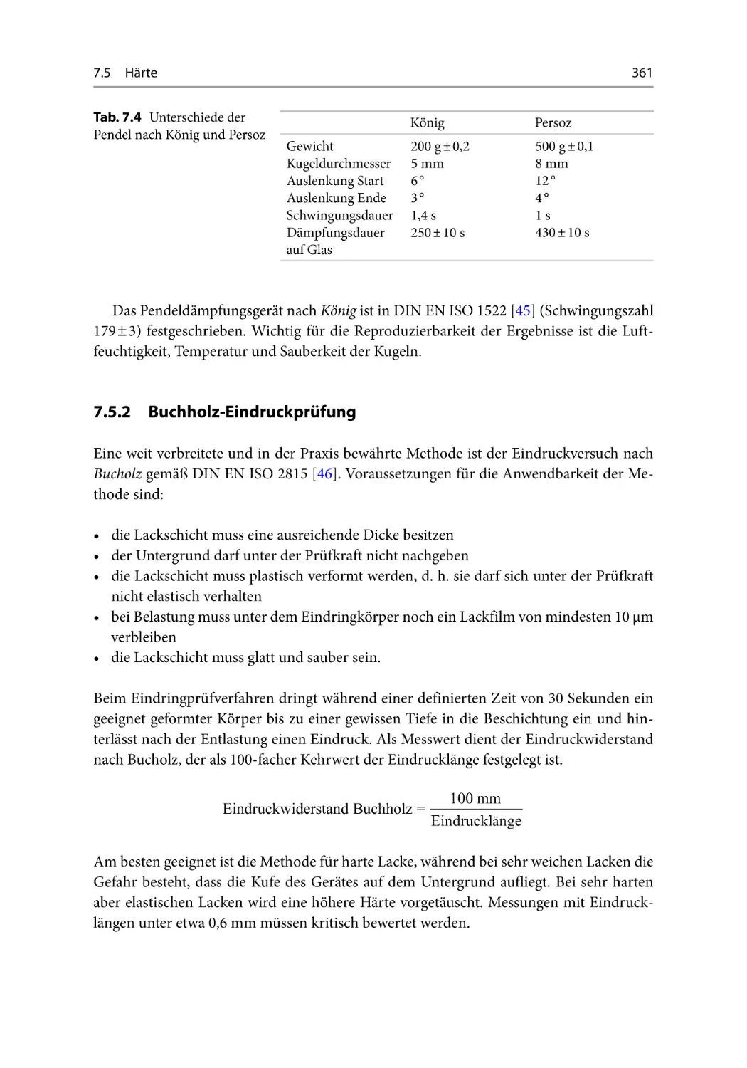 7.5.2 Buchholz-Eindruckprüfung