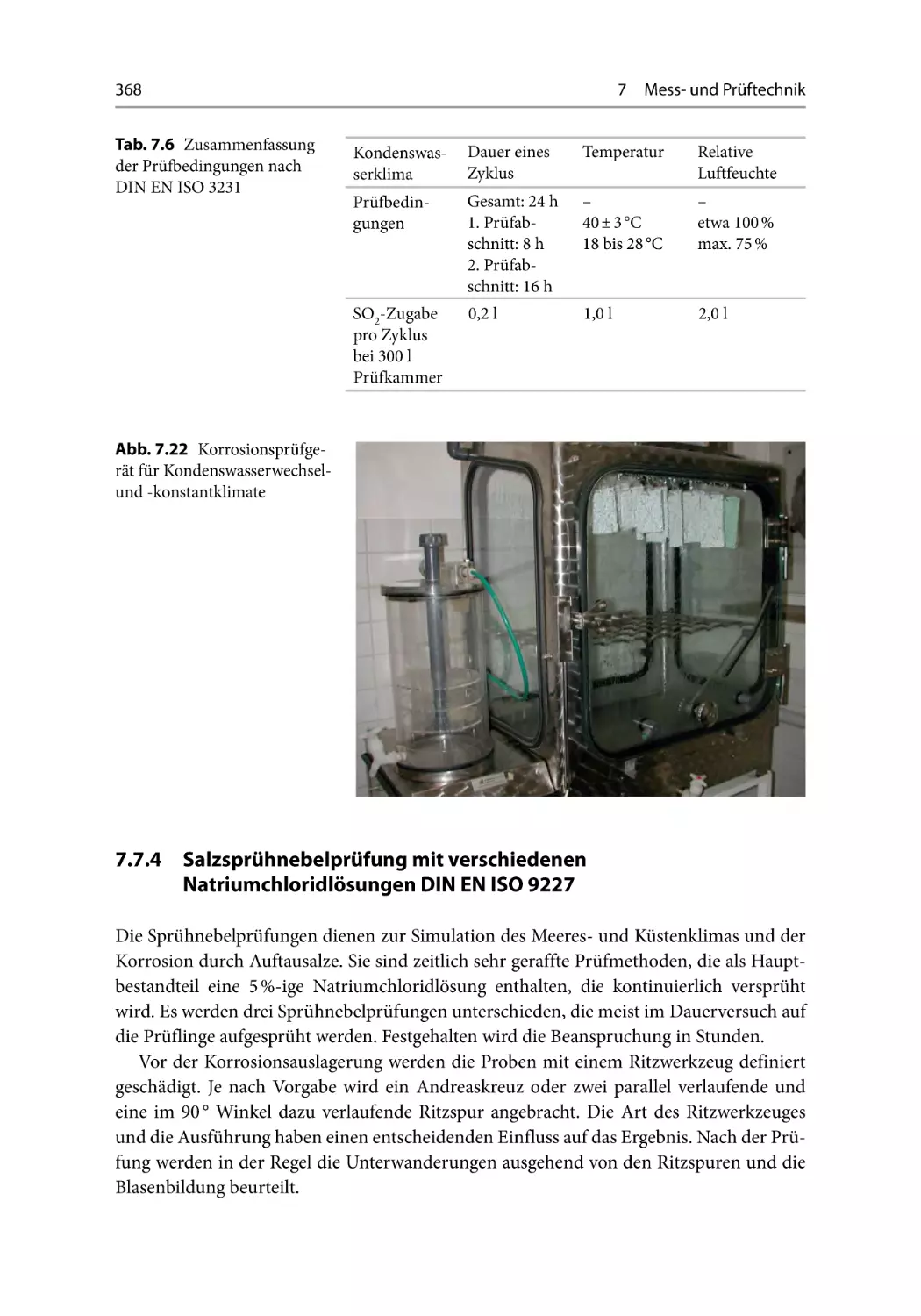 7.7.4 Salzsprühnebelprüfung mit verschiedenen Natriumchloridlösungen DIN EN ISO 9227