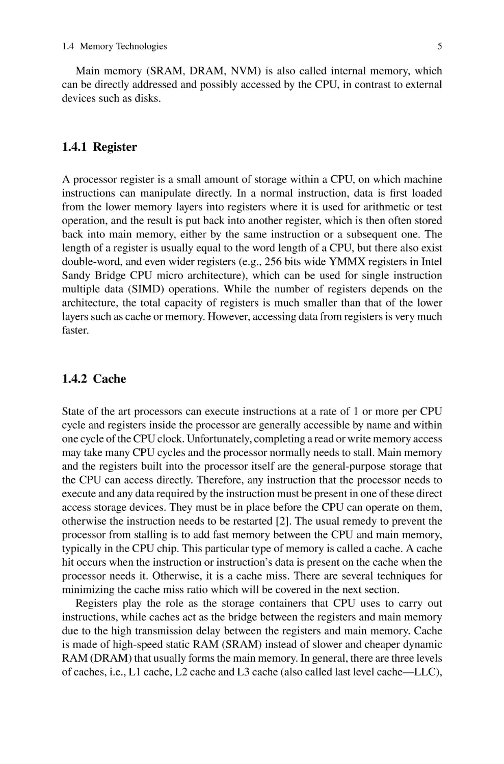 1.4.1 Register
1.4.2 Cache