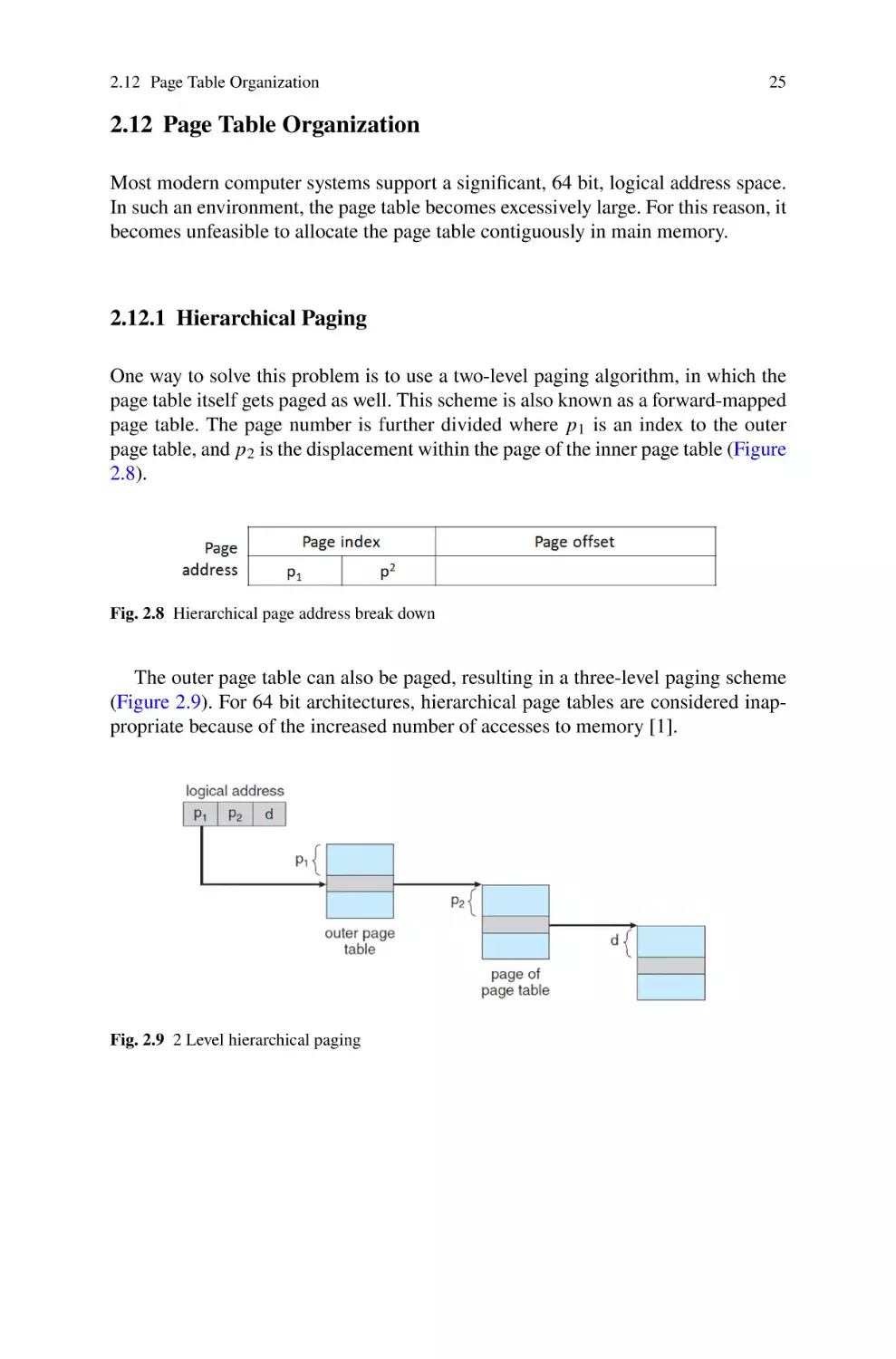 2.12 Page Table Organization
2.12.1 Hierarchical Paging